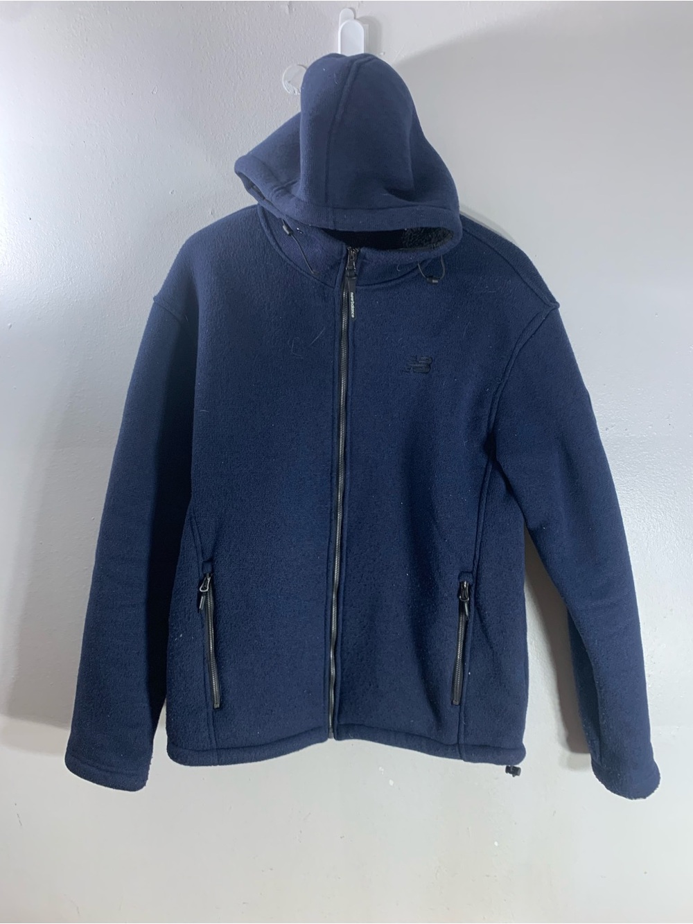 New Balance Men’s Navy Fleece-Lined Full-Zip Hooded Jacket – Size M
L